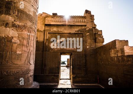 Ägypten Nil Com Ombo Tempel Tempel von Com Ombo Tempel auf dem Nil Com Ombo Tempel von Horus und Sobek Götter, Götter von Ägypten Stockfoto