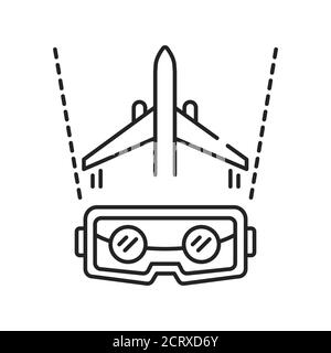 VR Aviation Symbol mit schwarzer Linie. Pilotenausbildung und Simulation. Intelligente Industrie. Piktogramm für Webseite, mobile App, Promo. UI UX GUI Design Element Stock Vektor