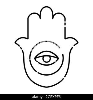 Hamsa, Hand von Fatima schwarze Linie Symbol. Piktogramm für Webseite, mobile App, Promo. UI UX GUI Design Element. Bearbeitbare Kontur Stock Vektor