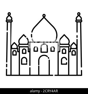 Symbol der historischen Moschee mit schwarzer Linie. Piktogramm für Webseite, mobile App, Promo. UI UX GUI Design Element. Bearbeitbare Kontur. Stock Vektor