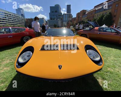 2020 London Concours bei der Honourable Artillery Company in der City of London, Vereinigtes Königreich. Das erste große Automobil-Event seit Februar, wo eine Weltklasse-Sammlung von privaten Autos waren auf dem Display für die Öffentlichkeit Featuring: Lamborghini Muira wo: London, Vereinigtes Königreich Wann: 20 Aug 2020 Credit: Jon Gillespie/WENN Stockfoto