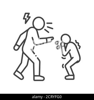 Elternteil Mobbing Kind schwarze Linie Symbol. Menschenrechte. Kindesmissbrauch. Gewalt in der Familie. Registrieren Sie sich für Webseite, mobile App, Schaltfläche, Logo. Bearbeitbare Kontur. Stock Vektor