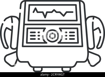 Schwarzes Symbol für Defibrillatorzeile. Elektropulse Therapie von Herzrhythmusstörungen Konzept. Melden Sie sich für Webseite, mobile App. Vektor isoliertes Element. Stock Vektor