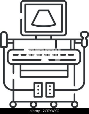 Digitales Ultraschalldiagnosesystem, Zeile, schwarzes Symbol. Untersuchung des Abdominalkavitätenkonzepts. Melden Sie sich für Webseite, mobile App. Vektor isoliert Stock Vektor