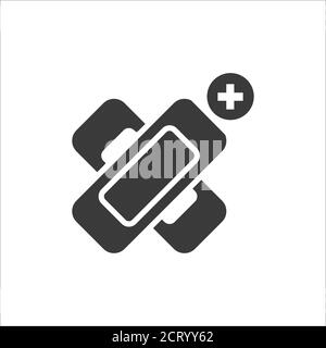 Elastische medizinische Gips Glyphe schwarz Symbol. Konzept der Klebebandage. Registrieren Sie sich für Webseite, mobile App, Schaltfläche, Logo. Vektor-isoliertes Zeichen. Stock Vektor