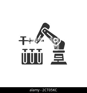 Science Robot schwarzes Glyphen-Symbol. Roboter Wissenschaftler tun Forschung. Innovation in der Technologie. Für Webseite, App anmelden. UI UX GUI Design Element. Stock Vektor