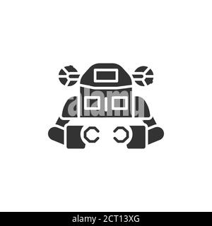 Unterwasserroboter schwarzes Glyphen-Symbol. Aquanaut, ein autonomes elektrisches U-Boot. Innovation in der Technologie. Für Webseite, App anmelden. UI UX GUI DESIGN Stock Vektor