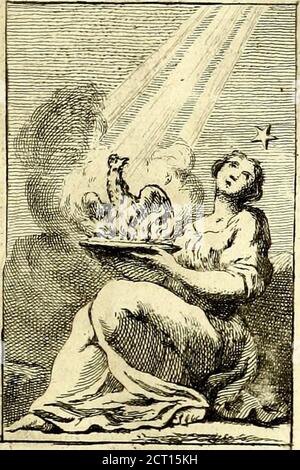 . Iconologie tirée de divers auteurs : ouvrage utile aux gens de lettres, aux poëtes, aux artistes, & généralement à tous les amateurs des beaux Arts . IMMORTALITE v –. EFT la rccompenfè due à la vertu,& aux belles a&ions. On la repréfentepar une jeune fille aimable, & couronnéede laurier ; fes aï les défignent fon éléva-tion , & le cercle dor quelle tient eftfon iurte attribut, par lincorructibilitédu metail &• la forme du cercle, quieft le hiéroglyphe de léternité. Ellesappuye fur une pierre ornée duneguirlande damaranthe., & fur laquellefont gravés les noms de plufieurs grandshommes. 1 MM 0 Stockfoto