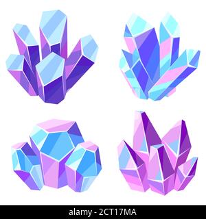 Set von Kristallen und Mineralien. Stock Vektor