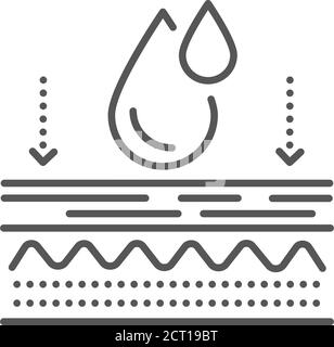 Feuchtigkeitssprachend und Straffung der Hautschicht Linie schwarz Symbol. Kosmetische Verfahren. Hautpflege. Registrieren Sie sich für Webseite, mobile App, Schaltfläche, Logo. Vektor isoliert Stock Vektor