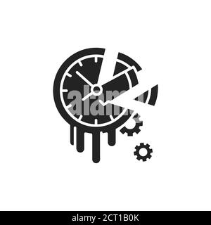 Abfallzeit schwarzes Glyphensymbol. Procrastination und Faulheit Konzept. Registrieren Sie sich für Webseite, mobile App, Schaltfläche, Logo. Vektor isoliertes Element Stock Vektor