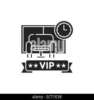 VIP Lounge Glyphe Black Icon. Wartezimmer am Flughafen. Luxus Service Element. Registrieren Sie sich für Webseite, mobile App, Schaltfläche, Logo. Vektor-isolierte Schaltfläche. Stock Vektor