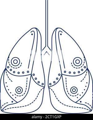 Bio künstliche Lunge schwarze Linie Symbol. Prothetisches Gerät, das Sauerstoffversorgung des Blutes und die Entfernung von Kohlendioxid aus dem Blut bietet. Piktogramm für Stock Vektor