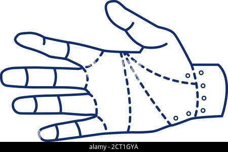 Symbol für die schwarze Linie der Roboterhand. Typ des mechanischen Arms, normalerweise programmierbar, mit ähnlichen Funktionen wie ein menschlicher Arm. Piktogramm für Webseite, mobile App Stock Vektor