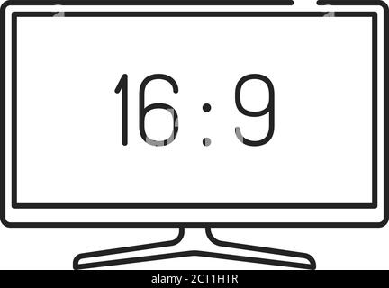 Symbol für schwarze Linien im TV-Display. Bildseitenverhältnis anzeigen. Elektronisches Gerät. Piktogramm für Webseite, mobile App, Promo. Bearbeitbare Kontur. Stock Vektor