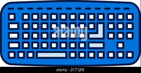Symbol für die farbige Linie der Tastatur. Eingabegerät. Ermöglicht einer Person die Eingabe von Buchstaben, Zahlen und anderen Symbolen. Piktogramm für Webseite, mobile App, Promo. UI-UX Stock Vektor