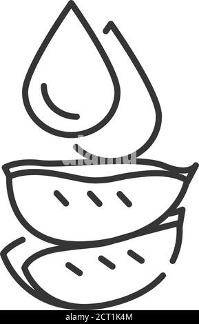 Drop of Aloe black line Symbol. Ein frischer Tropfen Aloe Saft. Hinzugefügt, um Kosmetik für Hautpflege. Piktogramm für Webseite, mobile App, Promo. UI UX GUI DESIGN Stock Vektor