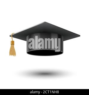 Realistische Graduate University oder College schwarze Kappe, Vektor-Illustration Stock Vektor