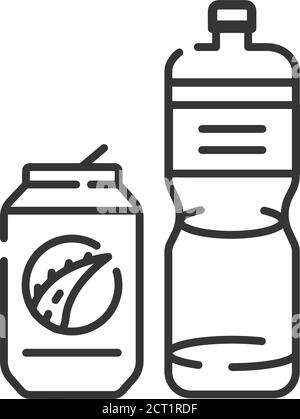 Symbol für die schwarze Linie des Aloe-Safts. Klebrige, dicke Flüssigkeit aus dem Fleisch des Aloe Vera Pflanzenblattes. Getränke. Bearbeitbare Kontur. Stock Vektor