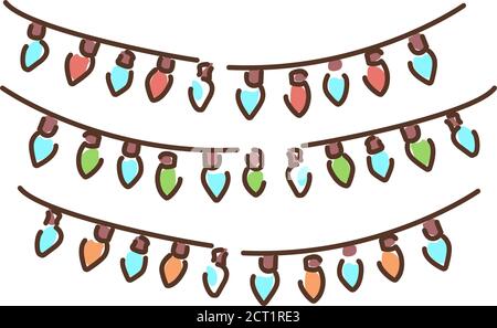 Symbol für Girlande-Farblinie. Ein dekorativer Kranz aus Lichtern. Glühende Lichter für Weihnachten, Urlaub. Piktogramm für Webseite, mobile App, Promo. UI UX GUI DESIGN Stock Vektor