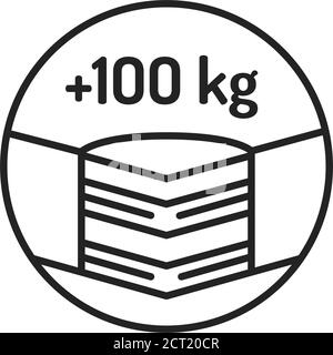 Maximales Gewicht bis zu 100 kg schwarzes Liniensymbol. Matratze mit begrenztem Gewicht. Piktogramm für Webseite, mobile App, Promo. UI UX GUI Design Element Stock Vektor