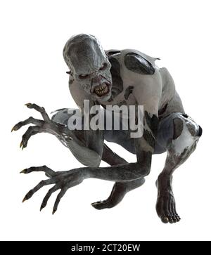 Zombie Monster isoliert auf weißen 3d-Illustration Stockfoto