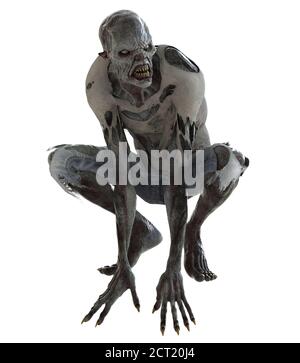 Zombie Monster isoliert auf weißen 3d-Illustration Stockfoto