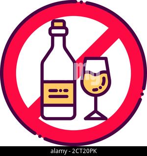 Symbol für die Linienfarbe der Alkoholallergie. Unverträglichkeit von Getränken. Ohne Alkohol, nüchtern. Gesunder Lebensstil. Registrieren Sie sich für Webseite, mobile App, Schaltfläche, Logo. Vektor Stock Vektor