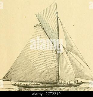 . Valkyrie III. Gegen Verteidiger. Offizielles und Signal-Programm des zehnten Wettbewerbs für das Emblem der internationalen Vorherrschaft, der America's Cup . GALATEA, 1886 #M. y^^;- €Q-ppi&lt;jtit von souri VALKYRIE, 1893 ^X^ HERRESHOFF DIE HerreshofFs von Bristol, R. I., Vater und Sohn, sind die bekanntesten kleinen Bootsbauer in Amerika, und in Defenderput die Erfahrung von Jahren mit dem Bau von anderen Cupverteidiger. Herreshoff hat seine Fähigkeit gezeigt, ein Boot der Kielform weit überlegen in allen wahren Eigenschaften der Aracing Yacht zu denen des Pokalsiegers von 1S93 zu machen. Hat Watson Enoug Stockfoto