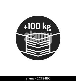 Maximales Gewicht bis zu 100 kg schwarzes Glyphensymbol. Matratze mit begrenztem Gewicht. Piktogramm für Webseite, mobile App, Promo. UI UX GUI Design Element. Stock Vektor