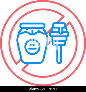 Honey frei Linie Farbe Symbol. Allergene Zutat. Nahrungsmittelunverträglichkeit. Registrieren Sie sich für Webseite, mobile App, Schaltfläche, Logo. Vektor-isolierte Schaltfläche. Editierbar Stock Vektor