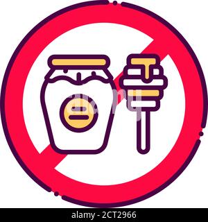Honey frei Linie Farbe Symbol. Allergene Zutat. Nahrungsmittelunverträglichkeit. Registrieren Sie sich für Webseite, mobile App, Schaltfläche, Logo. Vektor-isolierte Schaltfläche. Editierbar Stock Vektor