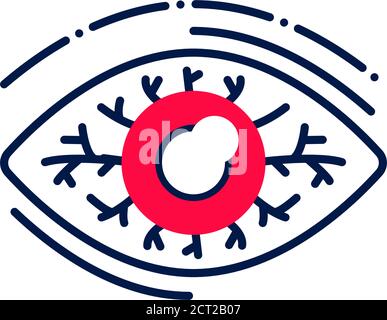 Symbol für die Linienfarbe der Augenentzündung. Infektionskrankheiten. Konjunktivitis. Allergiesymptome. Registrieren Sie sich für Webseite, mobile App, Schaltfläche, Logo. Stock Vektor