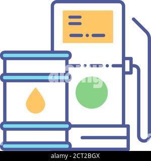 Farbsymbol der Biokraftstofflinie. Grünes Technologieschild. Piktogramm für alternative Energievektoren. Symbol für Biogasanlage. Schaltfläche für Webseite, App, Promo. UI-UX-GUI Stock Vektor