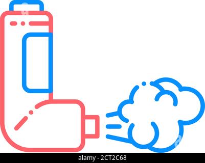 Symbol für die Farbe der Kehlkopflinie. Asthma-Inhalator. Erste Hilfe. Behandlung von Lungenerkrankungen. Registrieren Sie sich für Webseite, mobile App, Schaltfläche, Logo. Stock Vektor