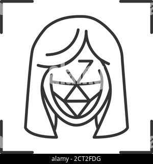 Symbol für schwarze Linie der polygonalen Rasterfläche der Identifikation. ID und Verifizierung des Personenkonzepts. Biometrisches Sicherheitselement. Deep Face Technologie. Melden Sie sich für das Internet an Stock Vektor