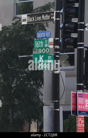 Washington, DC, USA. September 2020. 9/20/20.Black Lives Matter Block auf 16th St. in Washington DC Credit: Christy Bowe/ZUMA Wire/Alamy Live News Stockfoto