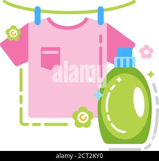 Symbol für flache Farben für Wäsche und Trocknen. Isolierte flache Schablone. Stock Vektor