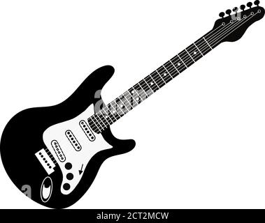 Schwarz-weiße Ikone der Gitarre Stock Vektor