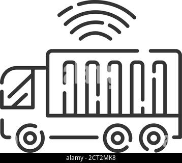 Symbol für die Farblinie des fahrerlosen Staplers. Smart Cargo Shipping Assist System. Selbstfahrende Konzept. Stock Vektor