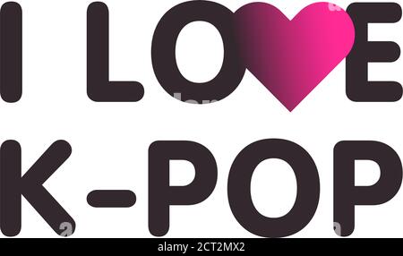 Koreanisches Pop-Poster. Schwarzer Schriftzug. Music Record K-POP Konzept. Stock Vektor