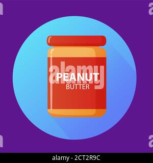Glas Erdnussbutter. Symbol „Essen“. Stock Vektor