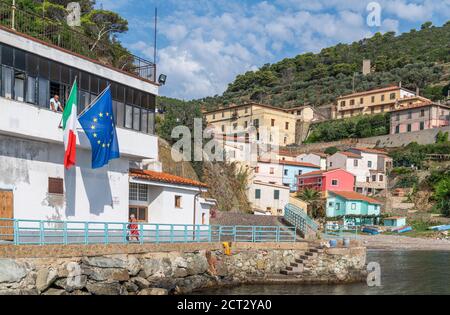 Dorf auf der Gefängnisinsel Gorgona, Toskana, Italien Stockfoto