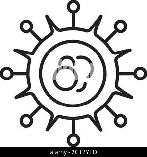 Symbol für schwarze Linie der Virusgrippe. Atemwegsinfektionen. Bakterien, Mikroorganismen Zeichen. Mikroskopische Keime verursachen Krankheiten Konzept. Piktogramm für Web Stock Vektor