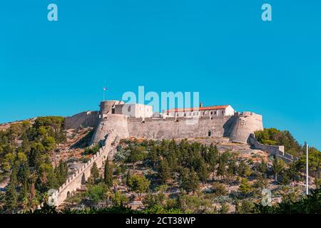 Die spanische Festung in Hvar Stadt, Dalmatien Region von Kroatien, Europa. Stockfoto