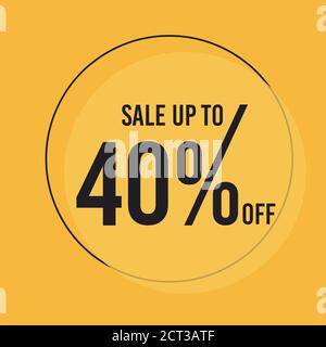40 % RABATT auf Sonderangebot. Big Sale Promotion Vektor Poster. Preis Rabatt Angebot Design. Season Sale Promo Bunte abstrakte Design Sticker oder Stock Vektor