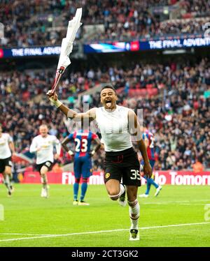 JESSE LINGARD FEIERT SCORING DAS SIEGTOR Crystal Palace gegen Manchester United FA Cup Final. Bildnachweis: © Mark Pain / Alamy Stockfoto