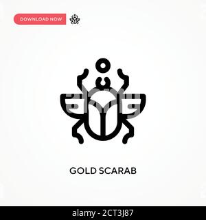 Gold scarab Simple vector icon. Modern, simple flat vector illustration for web site or mobile app Stock Vector