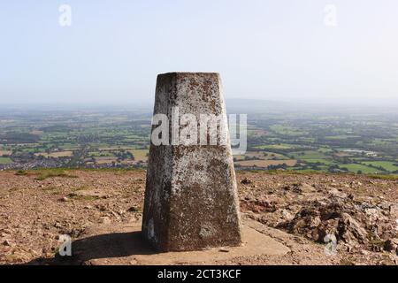 Panoramablick auf Great Malvern Landschaft, Worcestershire Beacon Wanderweg, Malvern Hills, Großbritannien Stockfoto