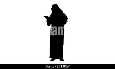 Arabischer Geschäftsmann mit Tablet, Alpha Channel Stockfoto